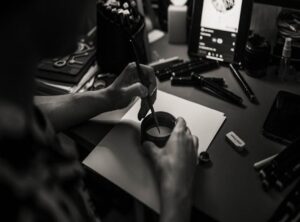 tanjiro dibujo blanco y negro